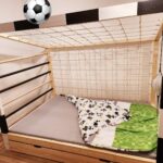 Łóżko bramka piłkarska Paco Design z siatką i pościelą w pokoju dziecięcym