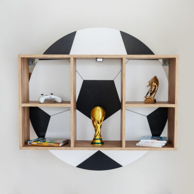 Regał piłkarski dla dzieci Paco Design - otwarty regał z motywem piłki nożnej do pokoju młodego piłkarza