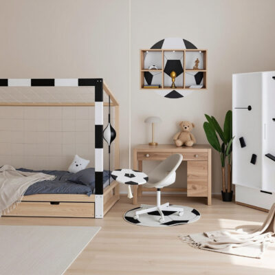 pokój chłopca 6-10 lat aranżacja pokoju małego piłkarza z łóżkiem bramką Paco Design