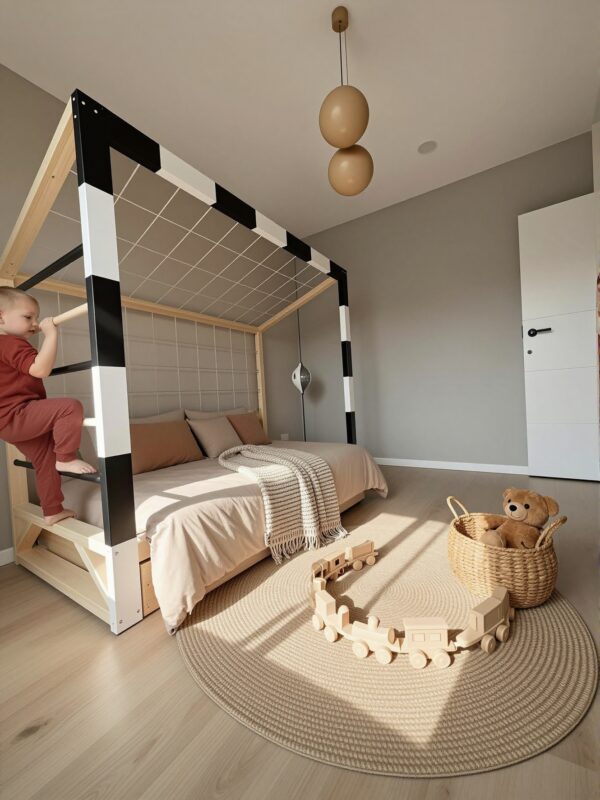 łóżko bramka piłkarska w pokoju chłopca od paco design