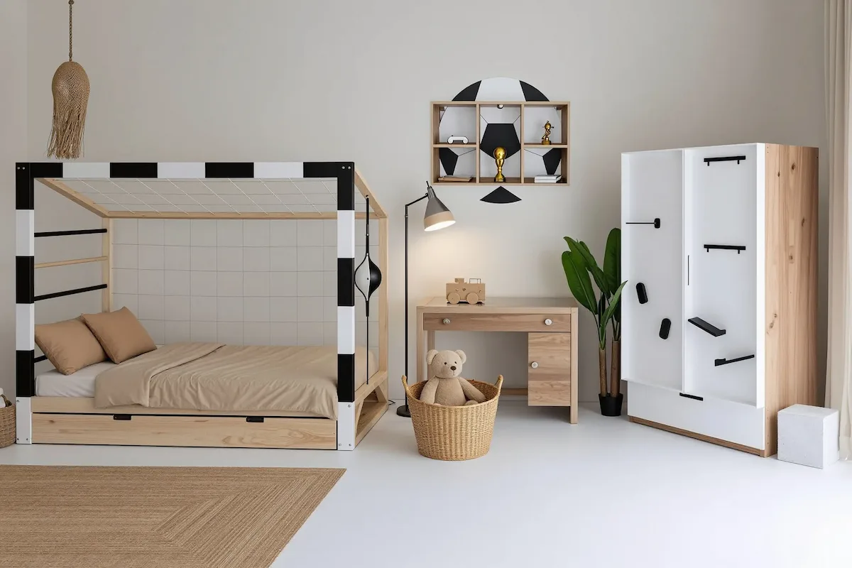 komplet mebli dziecięcych w stylu piłkarskim od Paco Design